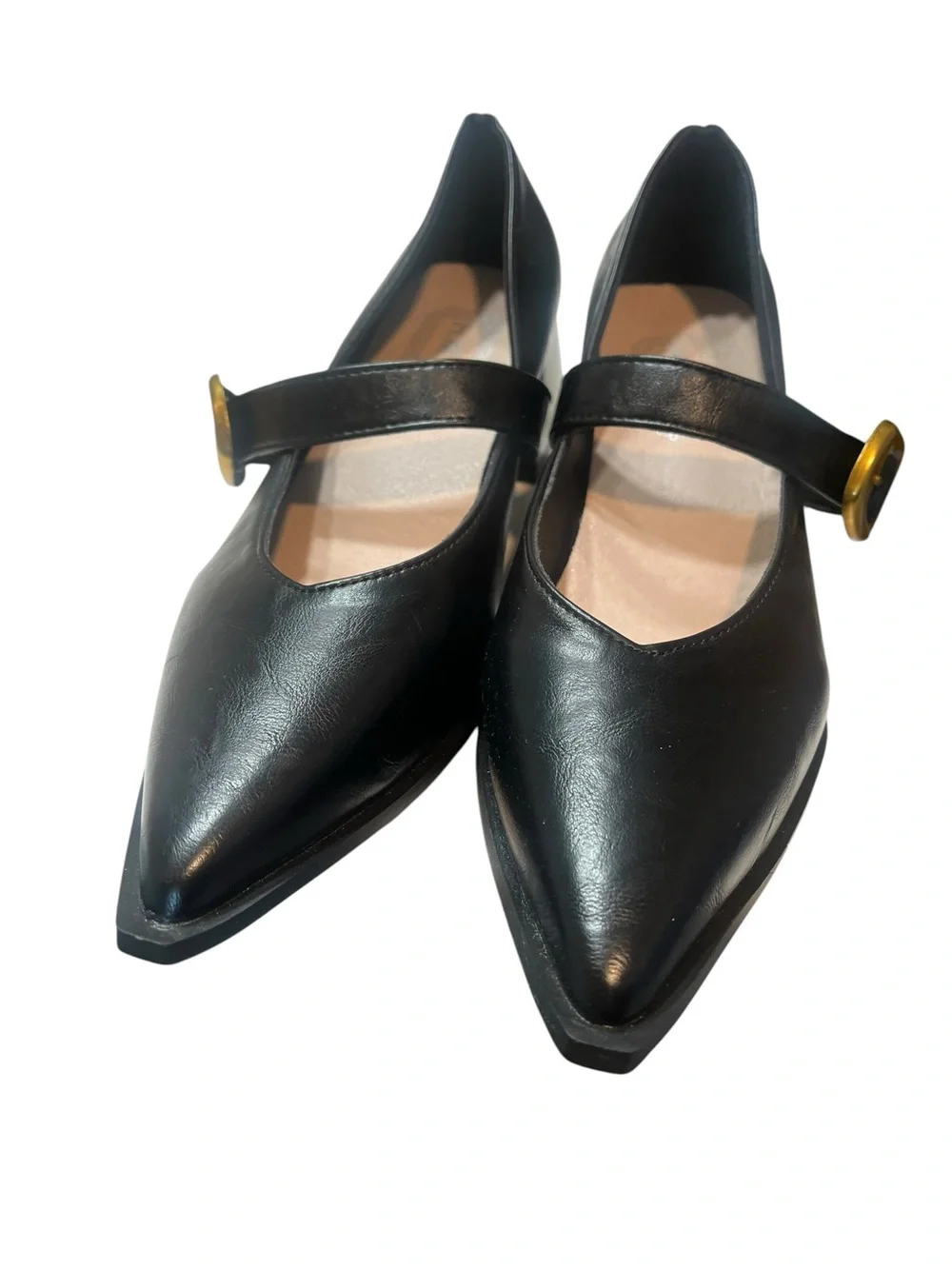 New without box Black Faux Leather Pointy Mary Jane’s with Buckle -9.5 - 2” heel - Picture 7 of 8